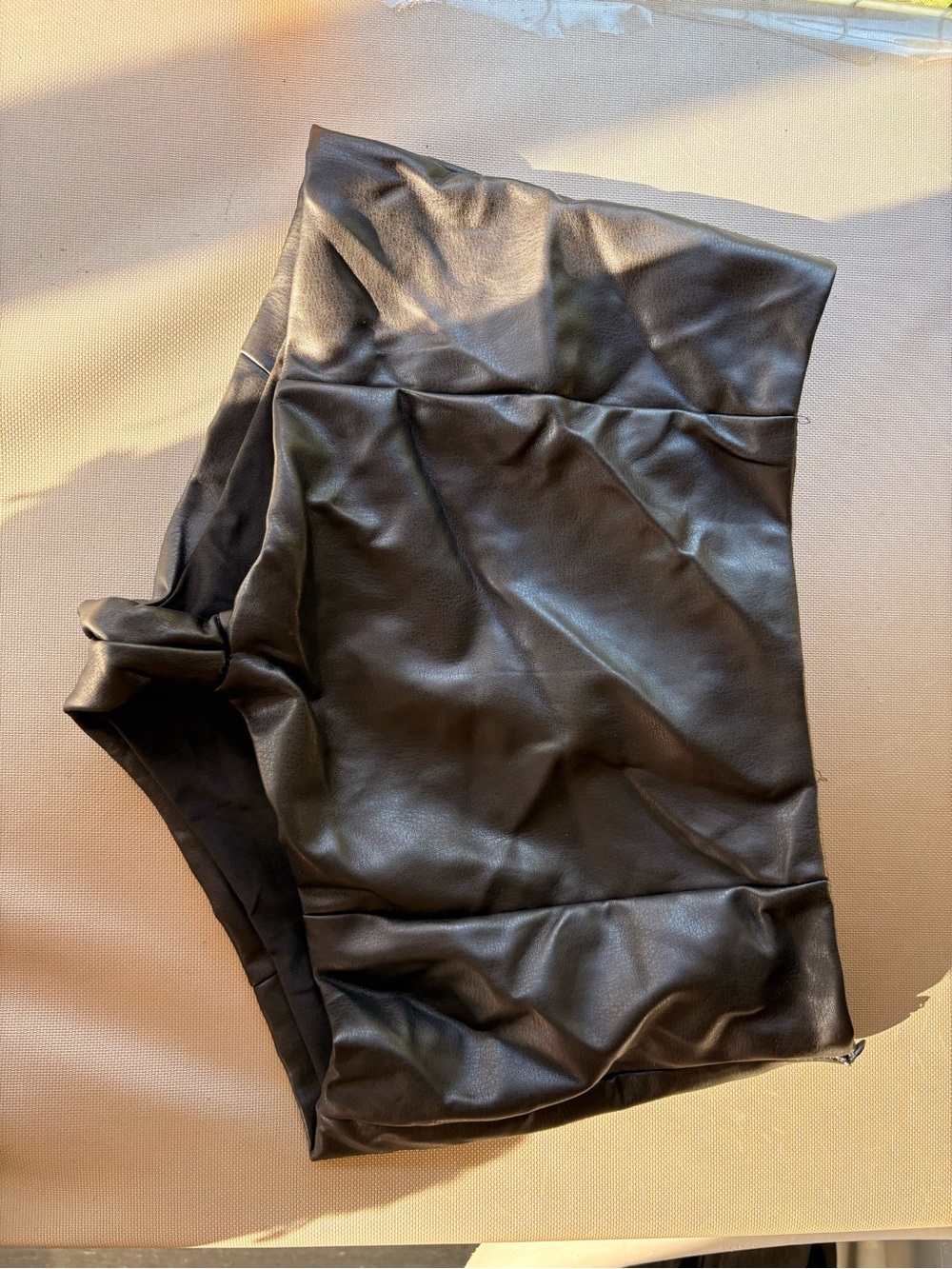 Men's Black Faux Leather Shorts